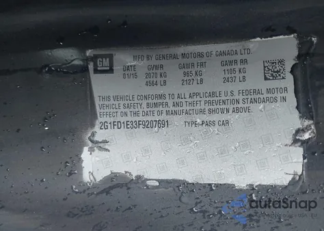 2015 Chevrolet Camaro 1Lt from USA, damaged, VIN 2G1FD1E33F9207691